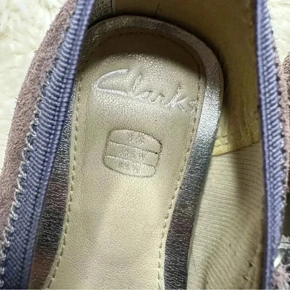 Clarks Ballet Flats Purple Silver Velvety Toddler Size 8 - Picture 10 of 16
